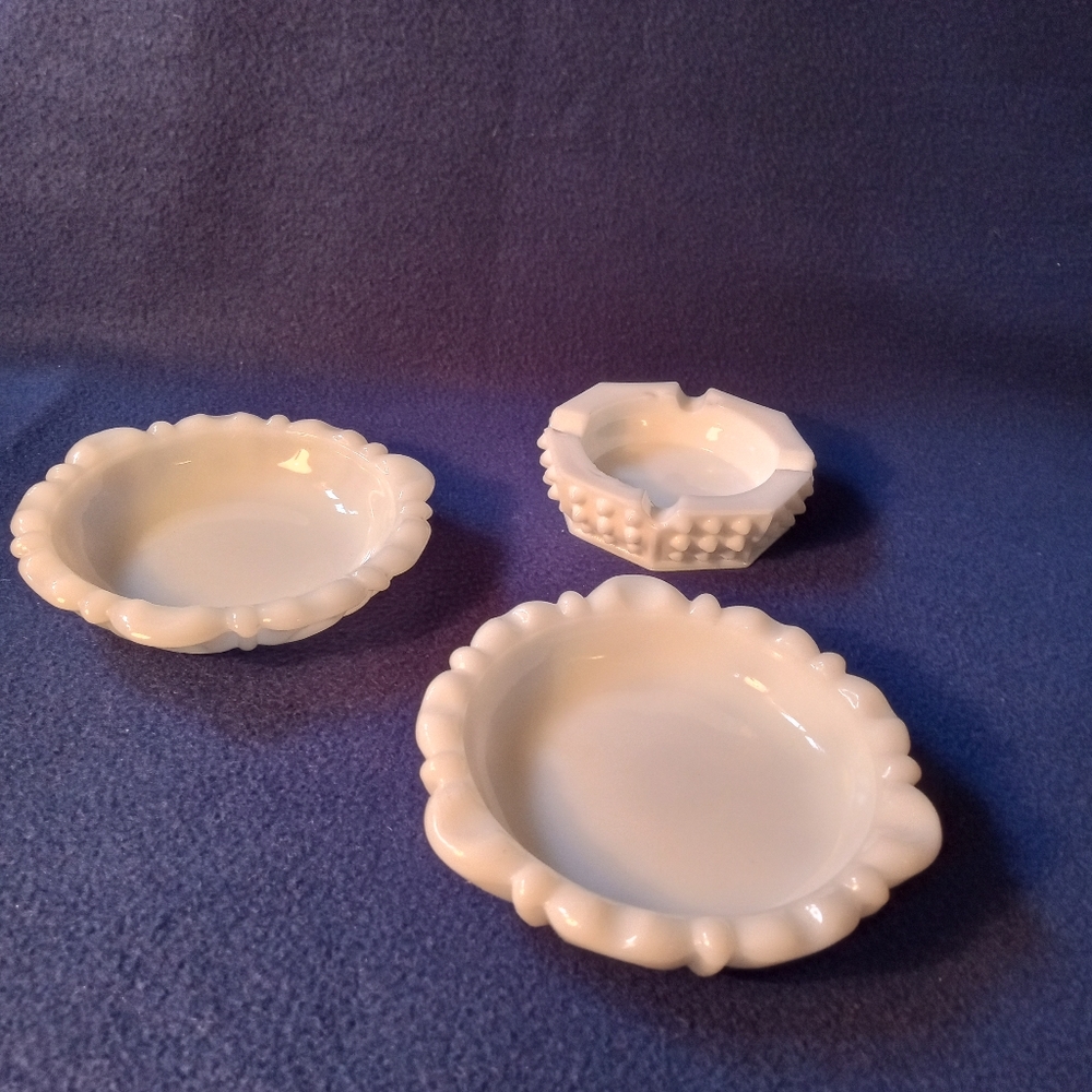 Milk glass Ashtrays